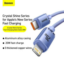 Baseus Type-C - Lightning cable, Crystal Shine Series Fast Charging Data Cable 20W 1.2m Purple (CAJY000205)