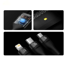 Baseus Universal Flash Series 3-in-1 Fast Charging Data Cable (USB-A to Micro + Lightning + Type-C) 100W, 1.2m Black (CA Baseus Universal Flash Series 3-in-1 Fast Charging Data Cable (USB-A to Micro + Lightning + Type-C) 100W, 1.2m Black (CA