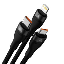 Baseus Universal Flash Series 3-in-1 Fast Charging Data Cable (USB-A to Micro + Lightning + Type-C) 100W, 1.2m Black (CA Baseus Universal Flash Series 3-in-1 Fast Charging Data Cable (USB-A to Micro + Lightning + Type-C) 100W, 1.2m Black (CA