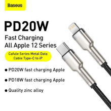 Baseus Type-C - Lightning Cafule Series Metal data cable PD 20W 1m Black (CATLJK-A01) Baseus Type-C - Lightning Cafule Series Metal data cable PD 20W 1m Black (CATLJK-A01)