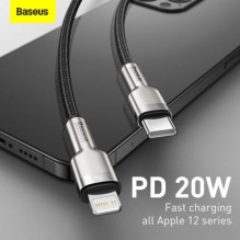 Baseus Type-C - Lightning Cafule Series Metal data cable PD 20W 1m Black (CATLJK-A01) Baseus Type-C - Lightning Cafule Series Metal data cable PD 20W 1m Black (CATLJK-A01)