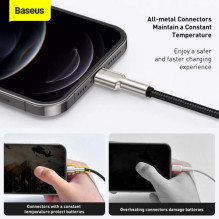 Baseus Lightning Cafule Series Metal data cable 2.4A 0.25m Black