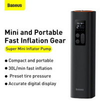 Baseus Car Tool Super Mini Inflator Tyre Pump 15sec Fast Inflation, 4 Tires in 25 Minutes, Black (CRCQ000001) Baseus Car Tool Super Mini Inflator Tyre Pump 15sec Fast Inflation, 4 Tires in 25 Minutes, Black (CRCQ000001)