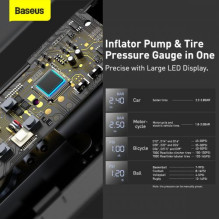 Baseus Car Tool Super Mini Inflator Tyre Pump 15sec Fast Inflation, 4 Tires in 25 Minutes, Black (CRCQ000001)