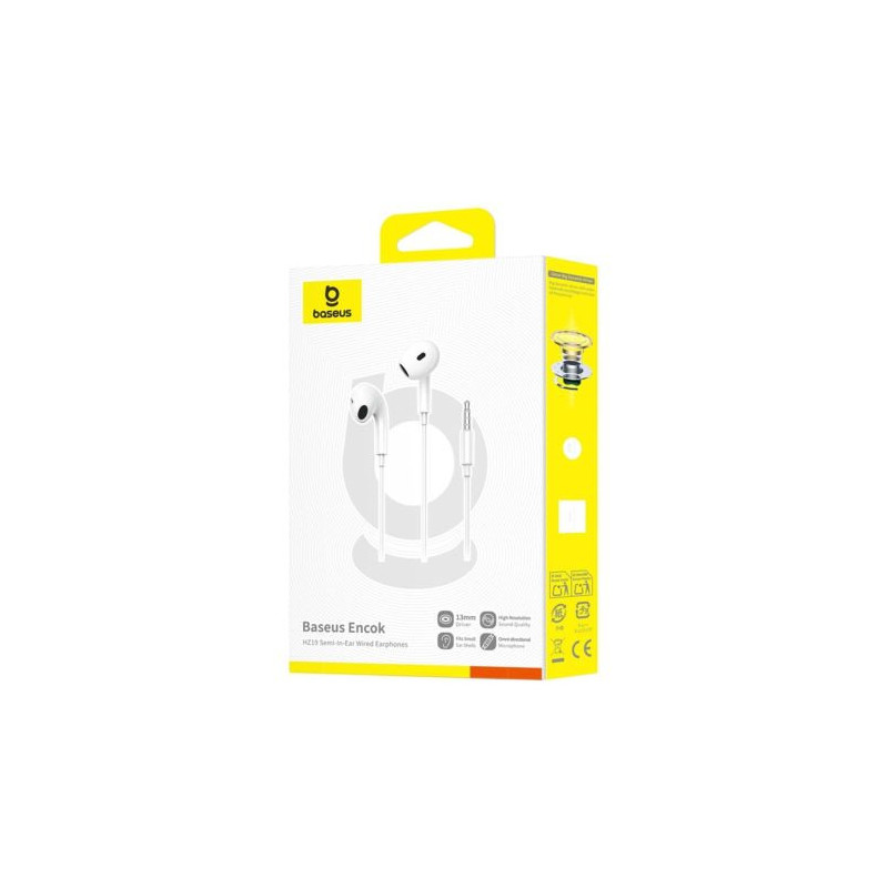 Baseus Earphone Encok HZ19 Wired with Microphone White EU (A00182301213-00)