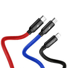 Baseus Cable Three Primary Colors Light / Type-C / Micro Nylon Braid 3.5A 1.2m Black (CAMLT-BSY01) Baseus Cable Three Primary Colors Light / Type-C / Micro Nylon Braid 3.5A 1.2m Black (CAMLT-BSY01)