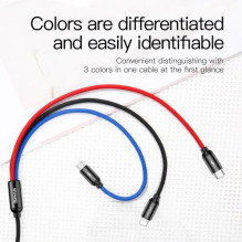 Baseus Cable Three Primary Colors Light / Type-C / Micro Nylon Braid 3.5A 1.2m Black (CAMLT-BSY01)