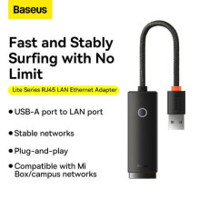 Baseus Network Adapter Lite Series Ethernet Adapter USB-A to RJ45 LAN Port (100Mbps) Black (WKQX000001) Baseus Network Adapter Lite Series Ethernet Adapter USB-A to RJ45 LAN Port (100Mbps) Black (WKQX000001)