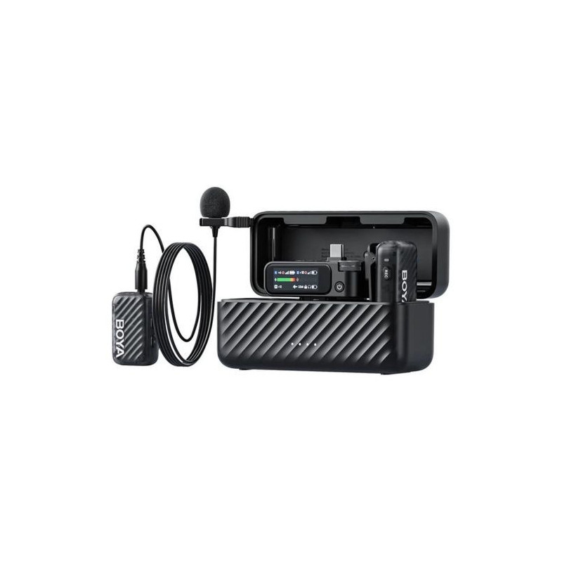 BOYA Microphone Wireless and Wired BOYAMIC 2-01 2.4GHz, AI Powered Noise Cancellation with 2 receivers and 1 transmitter