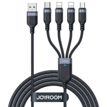 Joyroom 4-in-1 USB - Lightning / Lightning / Type-C / Micro USB Cable Multi-Color Series A18, 3.5A, 1.2m, Black (S-1T401