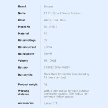 Baseus Home Intelligent T2 Pro Keychain Wireless Key and Other Object Finder BT 5.0 White (FMTP000002)