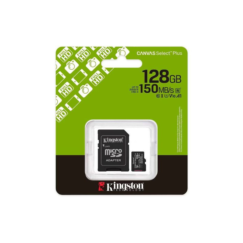 Kingston MicroSD Card Canvas Select Plus 128GB Class 10 + Adapter (SDCS3 / 128)