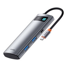 Baseus HUB Metal Gleam series 7-in-1 Multifunctional (Type-C to 2x USB 3.0, PD 100W / HDMI 4K 30Hz / RJ45 1Gbps, Type-C 