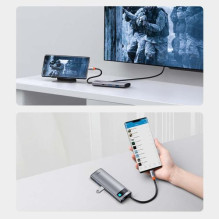 Baseus HUB Metal Gleam series 7-in-1 Multifunctional (Type-C to 2x USB 3.0, PD 100W / HDMI 4K 30Hz / RJ45 1Gbps, Type-C 