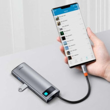 Baseus HUB Metal Gleam series 7-in-1 Multifunctional (Type-C to 2x USB 3.0, PD 100W / HDMI 4K 30Hz / RJ45 1Gbps, Type-C 