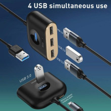 Baseus HUB Square round 4in1 USB Adapter USB3.0*1 + USB2.0*3 1m Black (CAHUB-AY01) Baseus HUB Square round 4in1 USB Adapter USB3.0*1 + USB2.0*3 1m Black (CAHUB-AY01)
