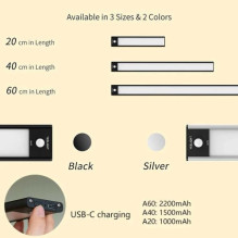 Xiaomi Yeelight Motion Sensor Closet Light A40, 1500mAh, 2700K, Black EU YDQA1620007BKGL