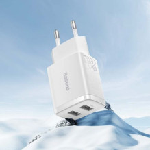 Baseus Travel Charger Compact wall Charger U+U, 10.5W EU White (CCXJ010202) Baseus Travel Charger Compact wall Charger U+U, 10.5W EU White (CCXJ010202)
