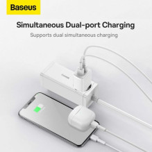 Baseus Travel Charger Compact wall Charger U+U, 10.5W EU White (CCXJ010202) Baseus Travel Charger Compact wall Charger U+U, 10.5W EU White (CCXJ010202)