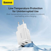 Baseus Travel Charger Compact wall Charger U+U, 10.5W EU White (CCXJ010202) Baseus Travel Charger Compact wall Charger U+U, 10.5W EU White (CCXJ010202)