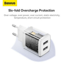 Baseus Travel Charger Compact wall Charger U+U, 10.5W EU White (CCXJ010202) Baseus Travel Charger Compact wall Charger U+U, 10.5W EU White (CCXJ010202)