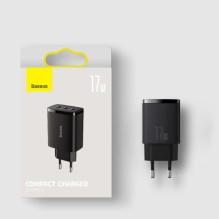 Baseus Travel Charger Compact wall Charger U+U+U, 17W EU black (CCXJ020101) Baseus Travel Charger Compact wall Charger U+U+U, 17W EU black (CCXJ020101)