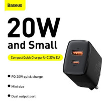 Baseus Travel Charger Compact Quick Charger U+C 20W EU Black (CCXJ-B01) Baseus Travel Charger Compact Quick Charger U+C 20W EU Black (CCXJ-B01)
