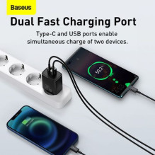Baseus Travel Charger Compact Quick Charger U+C 20W EU Black (CCXJ-B01) Baseus Travel Charger Compact Quick Charger U+C 20W EU Black (CCXJ-B01)