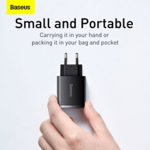 Baseus Travel Charger Compact Quick Charger U+U+C PD3.0, QC 3.0 30W EU Black (CCXJ-E01) Baseus Travel Charger Compact Quick Charger U+U+C PD3.0, QC 3.0 30W EU Black (CCXJ-E01)