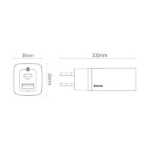 Baseus Travel Charger GaN2 Lite Quick Charger C+U QC 3.0 PD 3.0 65W EU White (CCGAN2L-B02) Baseus Travel Charger GaN2 Lite Quick Charger C+U QC 3.0 PD 3.0 65W EU White (CCGAN2L-B02)