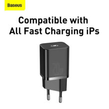 Baseus Travel Charger set Super Si 1C PD Fast charger 20W EU Black (CCSUP-B01)