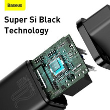Baseus Travel Charger set Super Si 1C PD Fast charger 20W EU Black (CCSUP-B01)