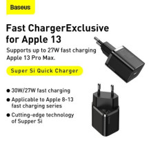 Baseus Travel Charger Super Si 1C Quick Charger PD 30W EU Black (CCSUP-J01) Baseus Travel Charger Super Si 1C Quick Charger PD 30W EU Black (CCSUP-J01)