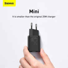 Baseus Travel Charger set Super Si 1C QC (With Mini Black Cable Type-C to Type-C 3A 1m) 25W EU Black (TZCCSUP-L01) Baseus Travel Charger set Super Si 1C QC (With Mini Black Cable Type-C to Type-C 3A 1m) 25W EU Black (TZCCSUP-L01)