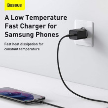 Baseus Travel Charger set Super Si 1C QC (With Mini Black Cable Type-C to Type-C 3A 1m) 25W EU Black (TZCCSUP-L01) Baseus Travel Charger set Super Si 1C QC (With Mini Black Cable Type-C to Type-C 3A 1m) 25W EU Black (TZCCSUP-L01)