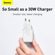 Baseus Travel Charger Super Si 1C Quick Charger PD 30W EU White (CCSUP-J02) Baseus Travel Charger Super Si 1C Quick Charger PD 30W EU White (CCSUP-J02)
