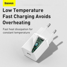 Baseus Travel Charger Super Si 1C Quick Charger PD 30W EU White (CCSUP-J02) Baseus Travel Charger Super Si 1C Quick Charger PD 30W EU White (CCSUP-J02)