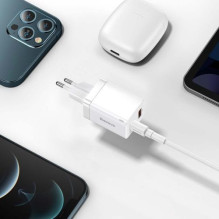 Baseus Travel Charger Super Si Pro mini Fast Charger, C+U, PD 3.0, QC 3.0 30W EU White (CCSUPP-E02) Baseus Travel Charger Super Si Pro mini Fast Charger, C+U, PD 3.0, QC 3.0 30W EU White (CCSUPP-E02)