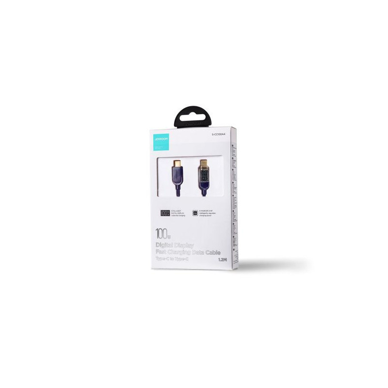 Joyroom Type-C - Type-C Data Cable 100W, 1.2m with Digital Display Blue (S-CC100A4)