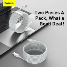 Baseus Type-C Simple Wisdom cable (2pcs / set), 5A, 1.5m, White (TZCATZJ-02)