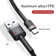 Baseus Type-C Cafule cable 2A, 3m, Gray / Black (CATKLF-UG1)