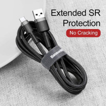 Baseus Type-C Cafule cable 2A, 3m, Gray / Black (CATKLF-UG1) Baseus Type-C Cafule cable 2A, 3m, Gray / Black (CATKLF-UG1)