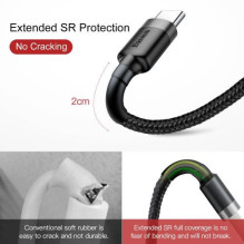 Baseus Type-C Cafule cable 2A, 3m, Gray / Black (CATKLF-UG1) Baseus Type-C Cafule cable 2A, 3m, Gray / Black (CATKLF-UG1)