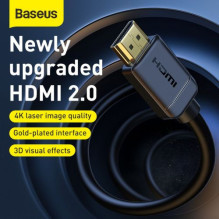 Baseus Video Cable High definition Series HDMI To HDMI 4K 60 Hz, 3D HDR, 18 Gbps, 1m Black (CAKGQ-A01) Baseus Video Cable High definition Series HDMI To HDMI 4K 60 Hz, 3D HDR, 18 Gbps, 1m Black (CAKGQ-A01)