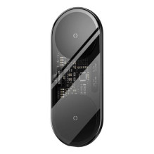 Baseus Wireless Charger Digital LED Display, Dual charging platform, with Type-C cable, 20W, Black (WXSX010101)