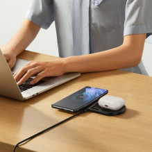 Baseus Wireless Charger Digital LED Display, Dual charging platform, with Type-C cable, 20W, Black (WXSX010101)