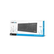 Natec Multimedia Keyboard BARRACUDA slim USB, US layout, black