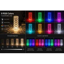 iLike Crystal Bubble Touch RGB LED Table Lamp with Bluetooth Speaker