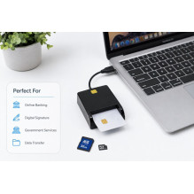 iLike 4-in-1 USB Smart Card Reader with SIM, SD & Micro SD Support, CAC Reader for ID Cards, Bank Cards, eID and Mem iLike 4-in-1 USB Smart Card Reader with SIM, SD & Micro SD Support, CAC Reader for ID Cards, Bank Cards, eID and Mem