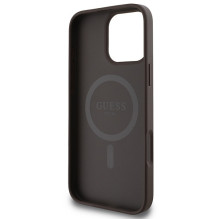 Guess 4G Printed Stripes MagSafe dėklas, skirtas iPhone 16 Pro Max – rudas